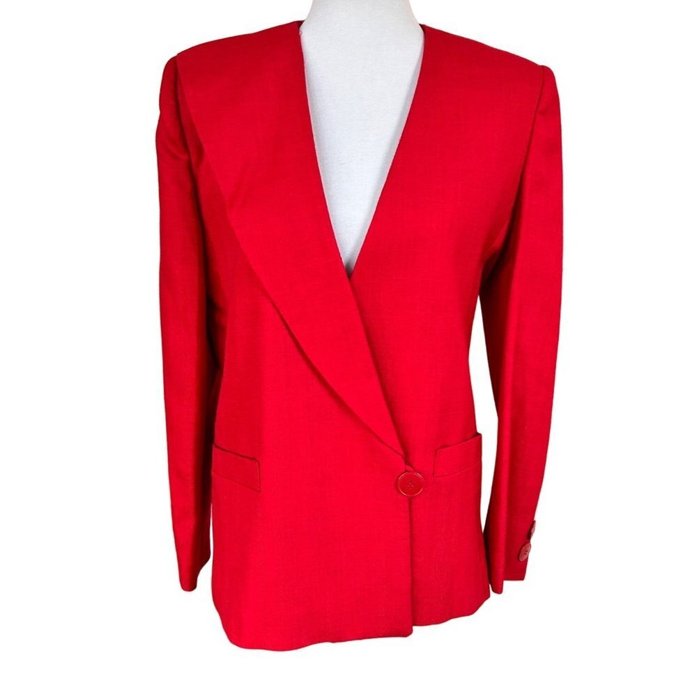 Vintage Peabody House Women Blazer Size Medium Red Professional Work Suit Jacket - Picture 1 of 12